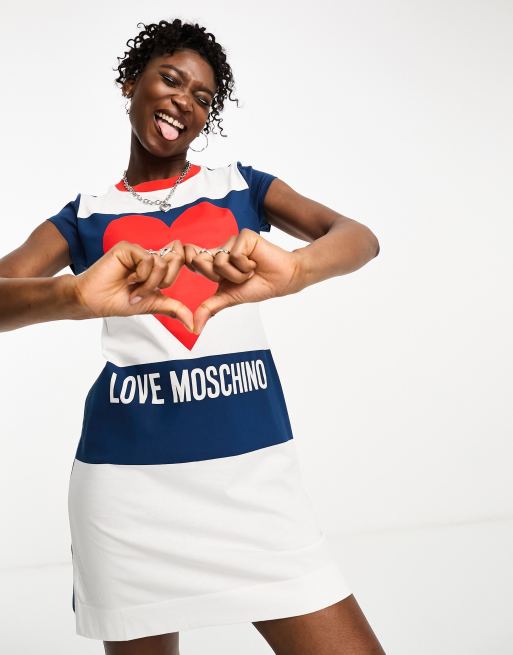 Love Moschino – Kolorowa sukienka t-shirtowa w paski