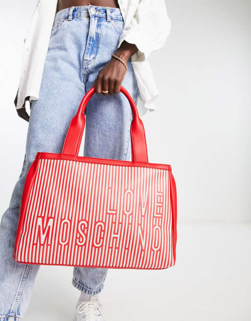 Love Moschino – Kolorowa torba typu tote w paski