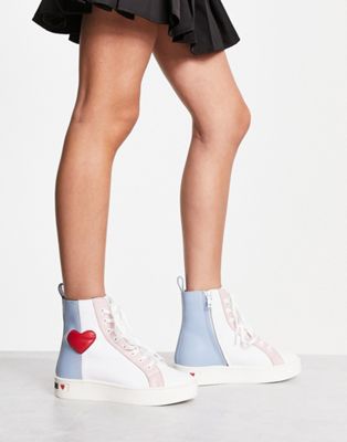 Love Moschino lace up trainer in multi pastel