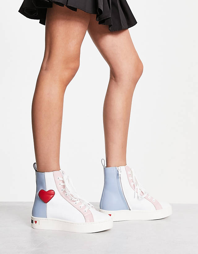 Love Moschino - lace up trainer in multi pastel