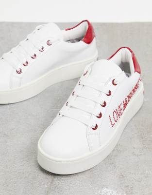 love moschino lace up trainers