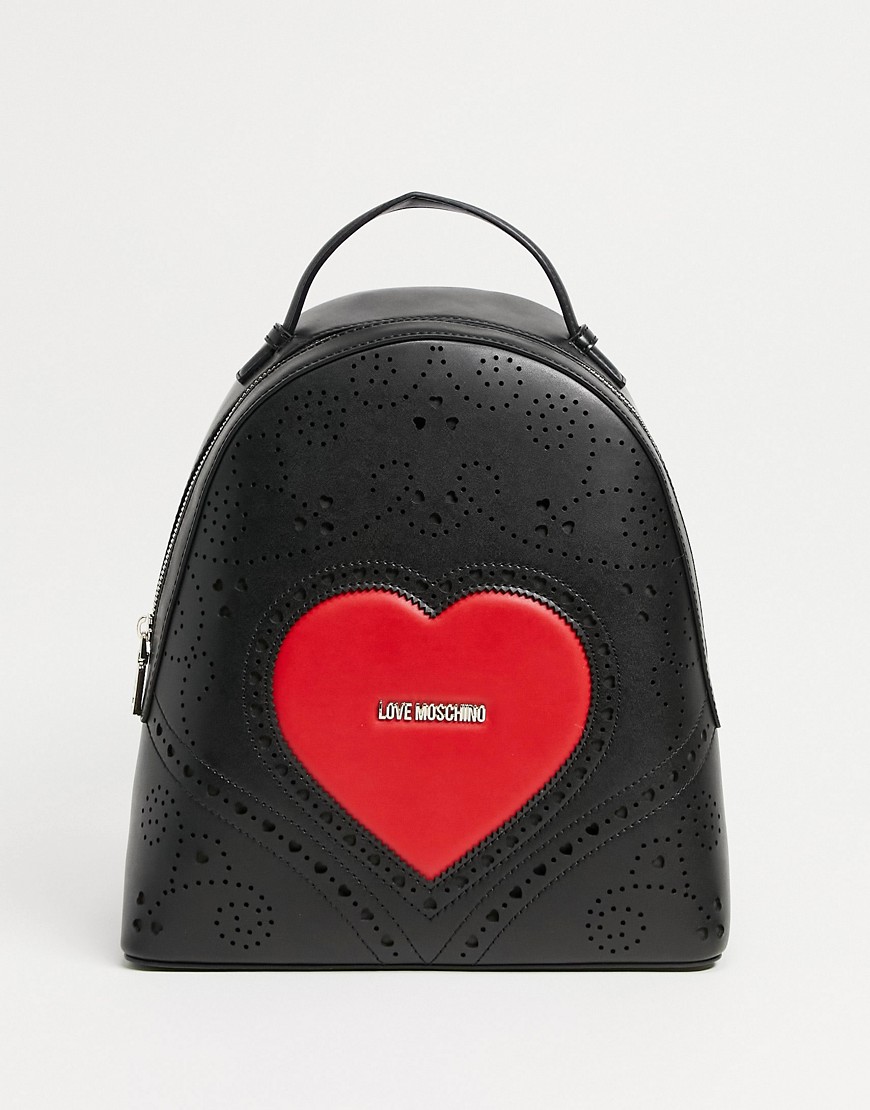 Love Moschino large heart logo backpack in black