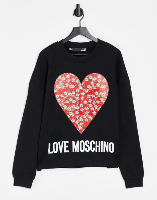 Love Moschino large heart logo sweatshirt in black