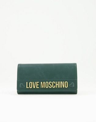 Love Moschino large logo fold purse in dark green