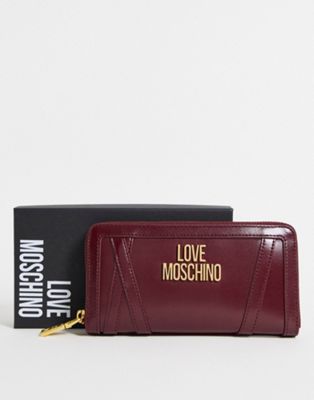 Love Moschino large logo purse in dark red