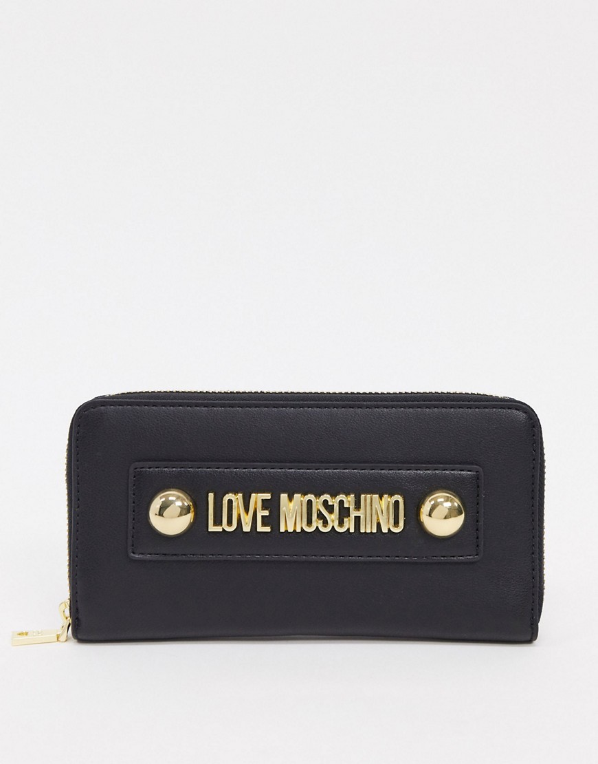 Love Moschino large pruse with dome studs in black