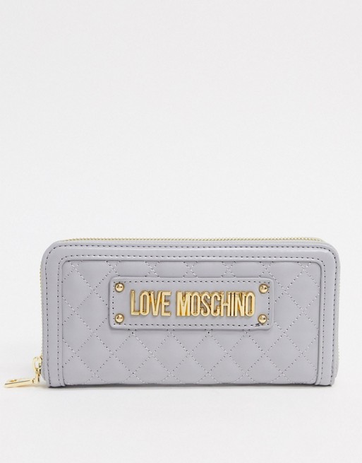 Love Moschino large quilted purse in grey
