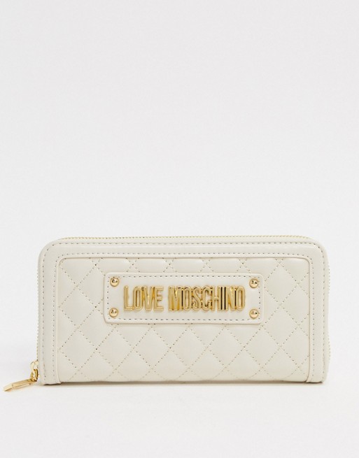 Love Moschino large quilted purse in ivory