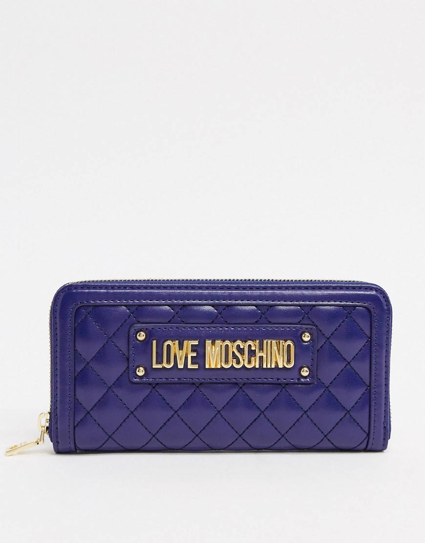 Love Moschino large quilted purse in navy-Blue