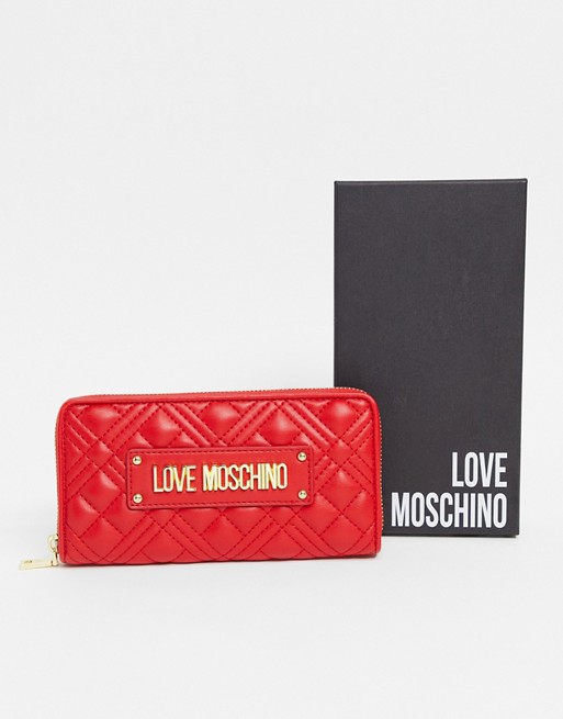 Love Moschino large quilted purse in red