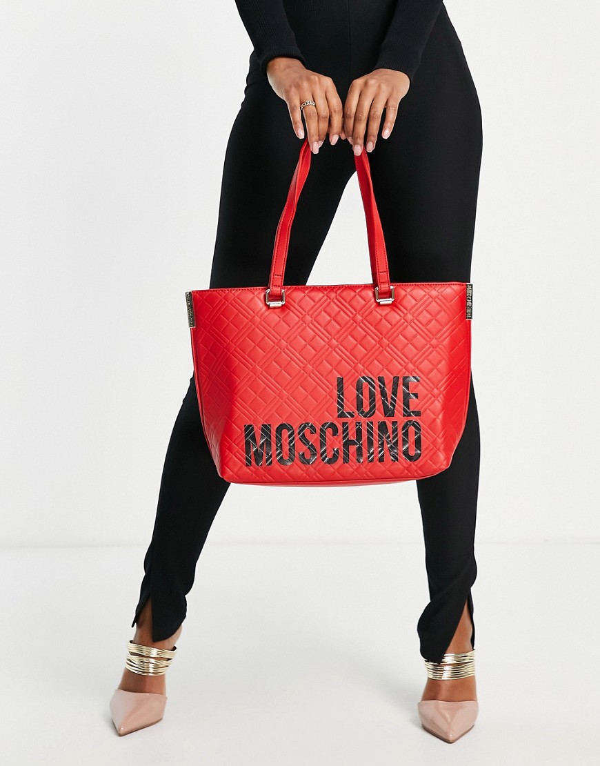 Love Moschino large quilted tote bag in black