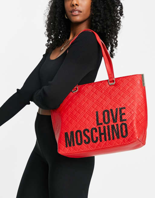 Love Moschino large quilted tote bag in black