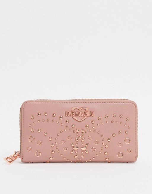 Love Moschino large studded purse in pink