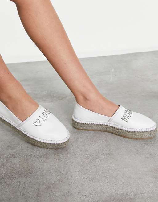 White 2024 leather espadrilles