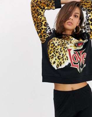 Love Moschino leopard print sweatshirt-Yellow