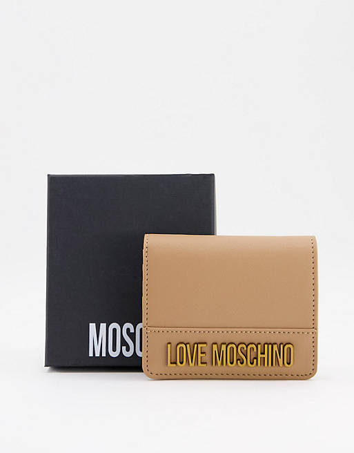 Love Moschino lettering logo purse in tan