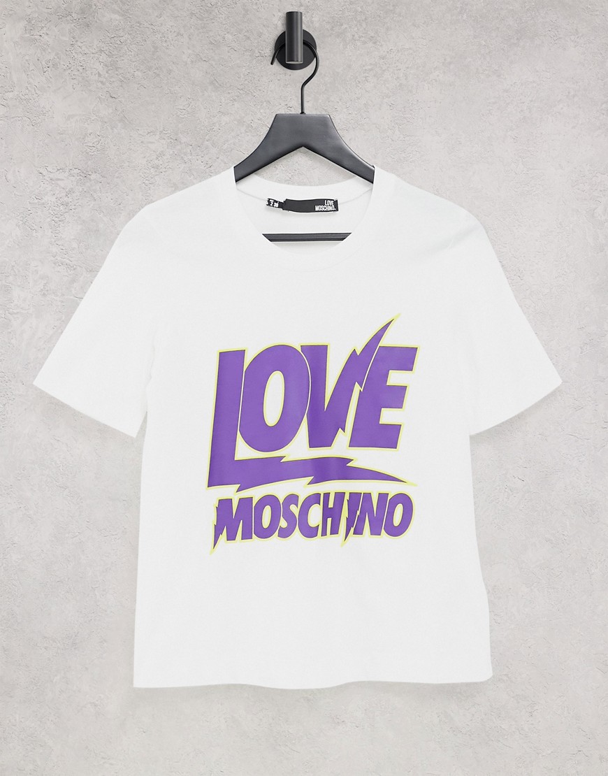 Love Moschino lightning logo t-shirt in white