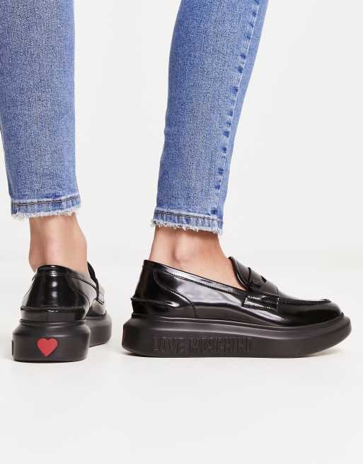 Love Moschino – Loafer in Schwarz mit dicker Sohle