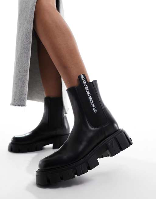 Love moschino discount leather boots