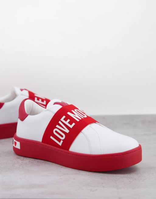 Love moschino best sale red sneakers