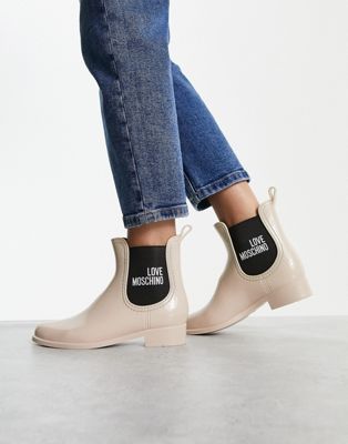 Love Moschino logo boot in light pink