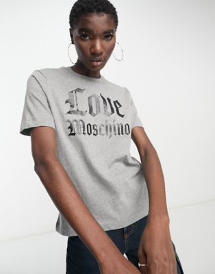 Love Moschino logo boxy t-shirt in grey
