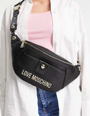 Love Moschino logo bum bag in black