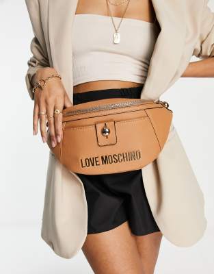 Love Moschino logo bum bag in camel