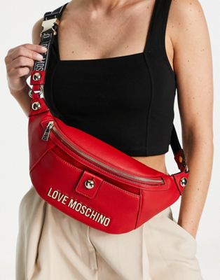 Love Moschino logo bum bag in red