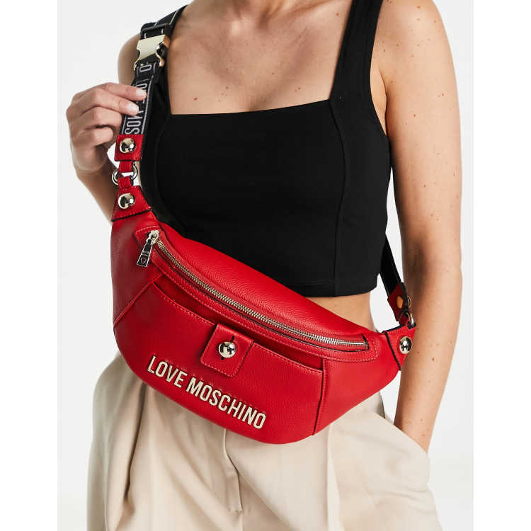 Love Moschino logo bum bag in red