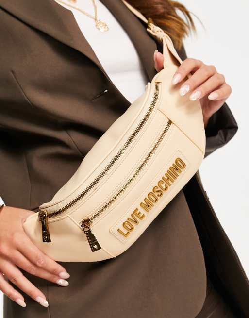 Love Moschino logo bumbag in beige