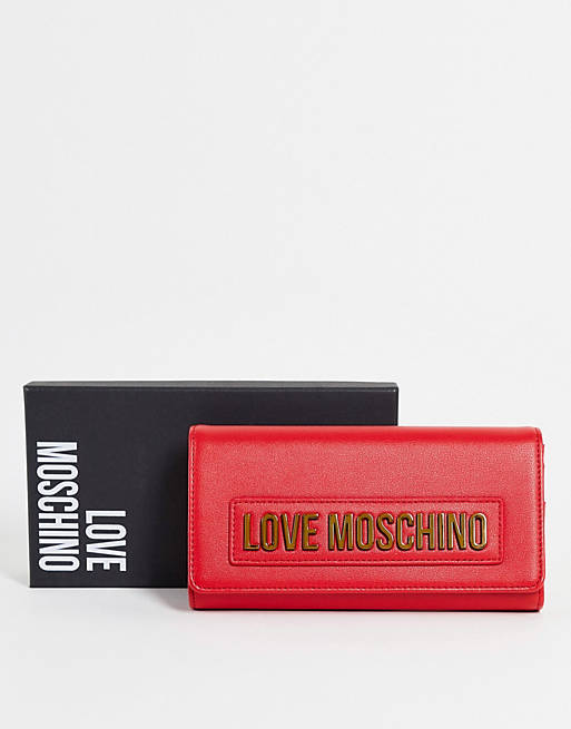 Love Moschino logo coin purse in red