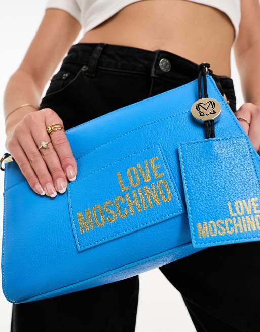 Love Moschino logo cross body bag in bright blue