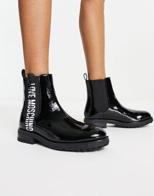 Love Moschino logo detail chelsea boot in black