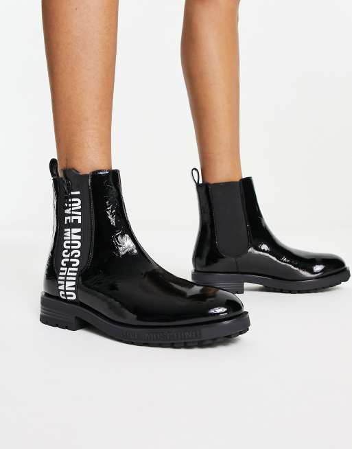 Love Moschino logo detail chelsea boots in black