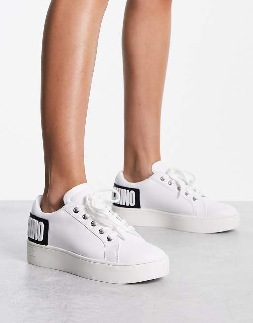 White on sale moschino trainers