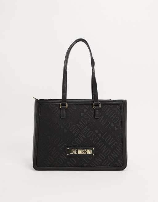 Moschino jacquard discount logo tote