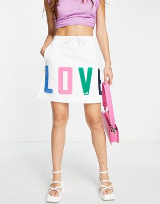 Love Moschino logo jersey mini skirt in white