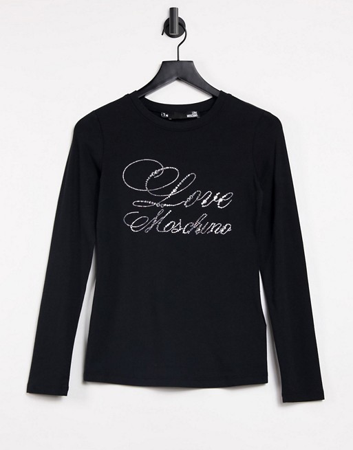 Love Moschino Logo long sleeve Top In Black