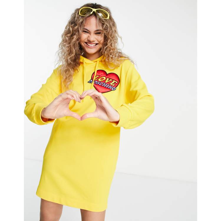 Love Moschino logo patch hoodie dress in yellow