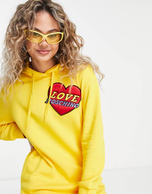 Love Moschino logo patch hoodie dress in yellow