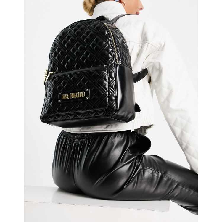 Love Moschino logo quilted backpack in black