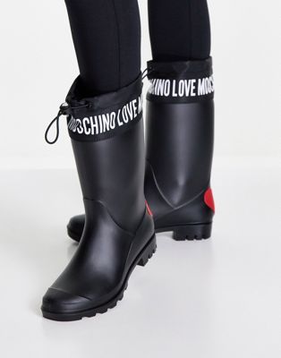 Love Moschino logo rain boot in black