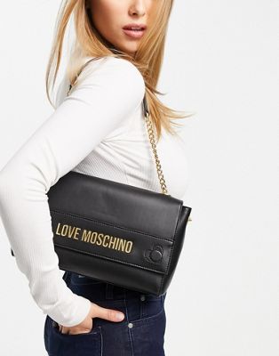 Love Moschino logo shoulder bag in black