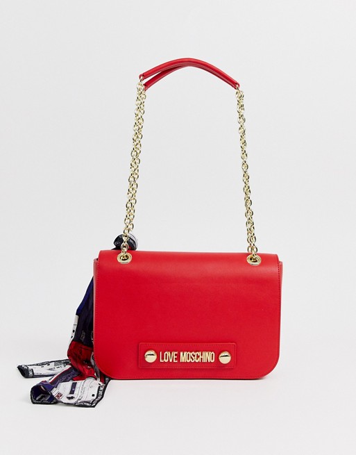 Love Moschino logo shoulder bag with scarf