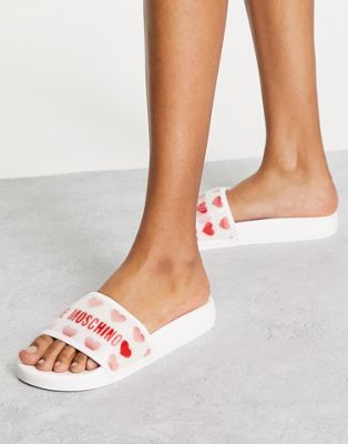 Love Moschino logo slider in red and white