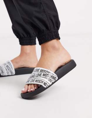 moschino white sliders