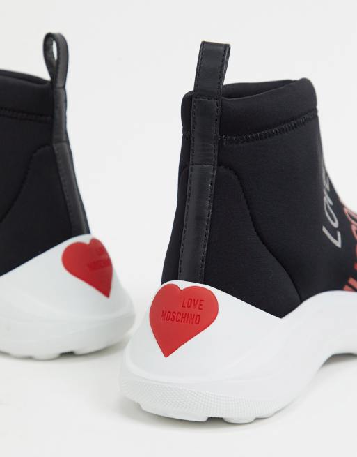 Love Moschino logo sock sneakers in black