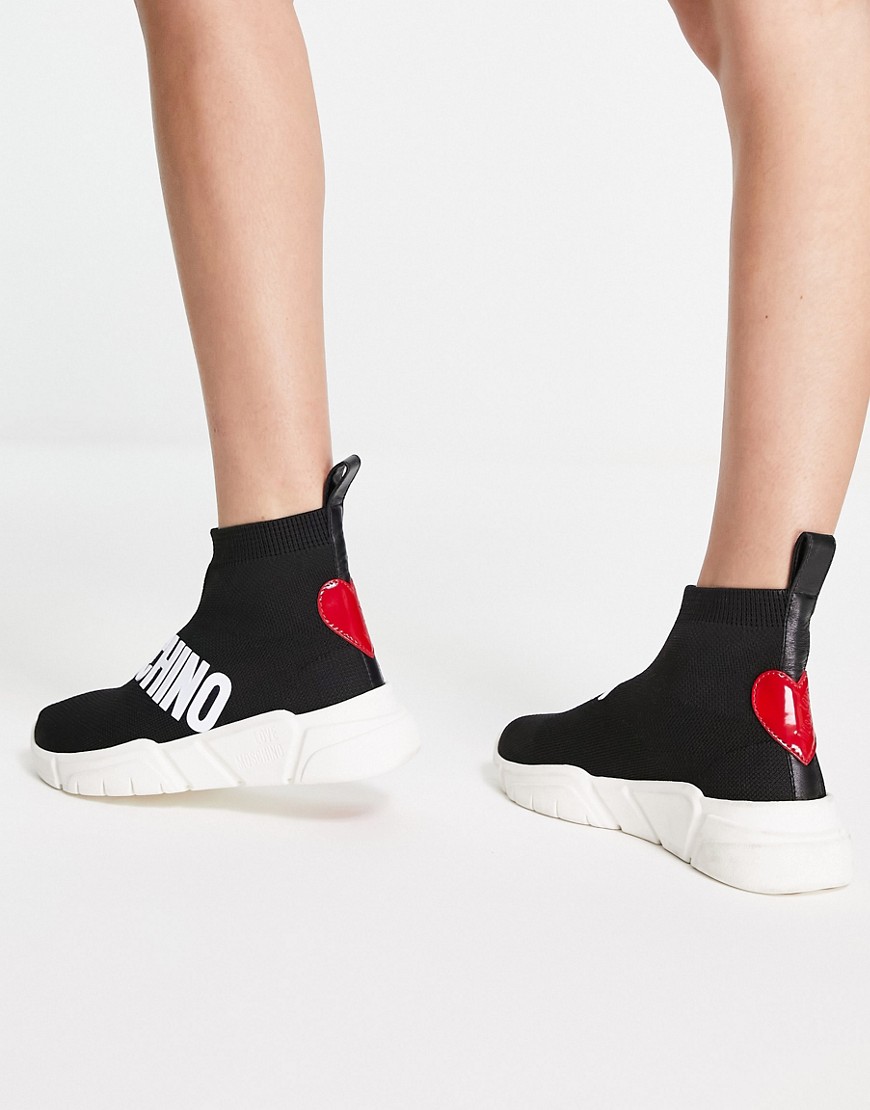 Love Moschino logo sock trainers in black