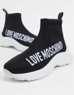 love moschino rainbow logo sock trainers